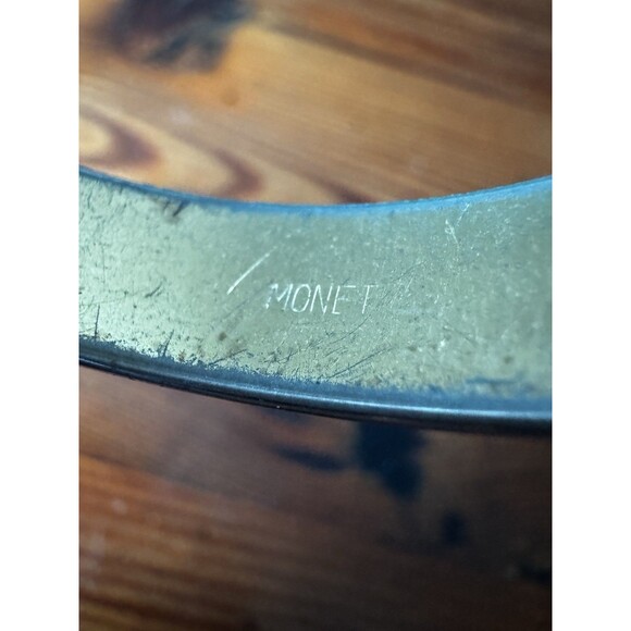 Vintage Monet Gold Tone Bangle Bracelet Textured 8.5” Circumference - Picture 15 of 16